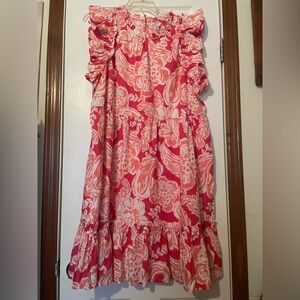 Crown & Ivy Floral Ruffle Sleeve Midi Dress – Size XXL